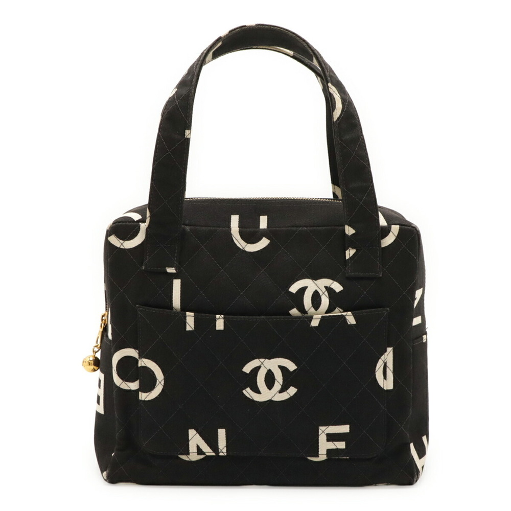 CHANEL Black Canvas Logo Tote Bag - Picture 2 of 9
